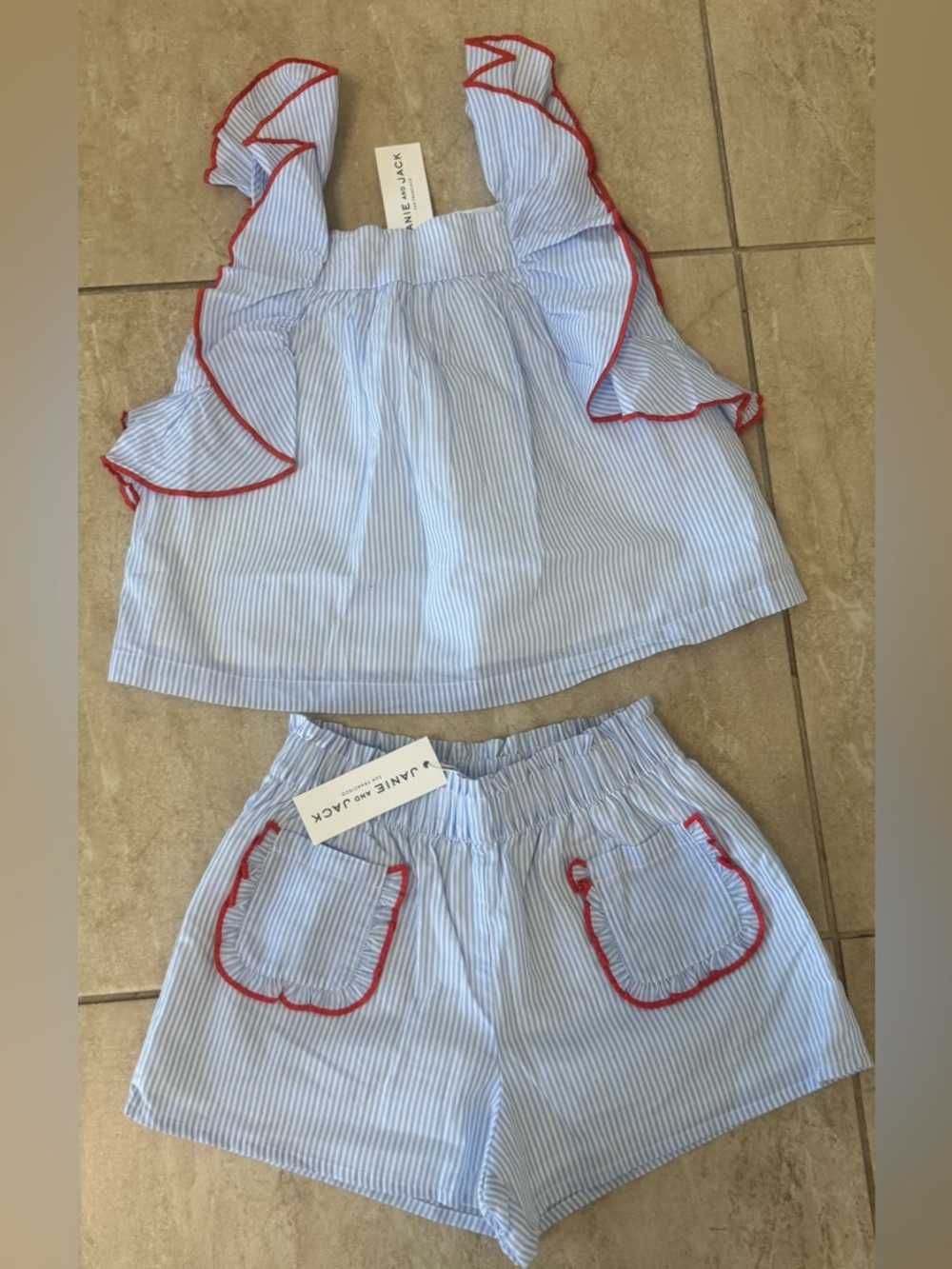 Janie and Jack Striped Ruffle Short and Striped Ruffle Top - Picture 9 of 15